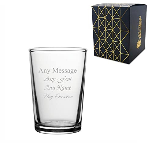 Personalised Engraved Toughened Conical Glass 7oz/207ml, Any Message, for Any Occasion Such as Birthdays, Weddings, Christmas, Easter, Graduation, Engraved in The UK