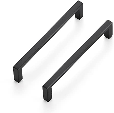Ravinte 30 Pack Matte Black Cabinet Pulls, 5 Inch (128mm) Hole Center Slim Kitchen Handles, Square Drawer Pulls for Cabinets & Cupboards, Hardware
