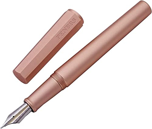 KIANSLA Füller Penbbs 350 Füllfederhalter mit feiner Spitze und Tintenroller-Spitze Stift-Set & Box – Metallic Rose Gold Alloy Anode Octagonal