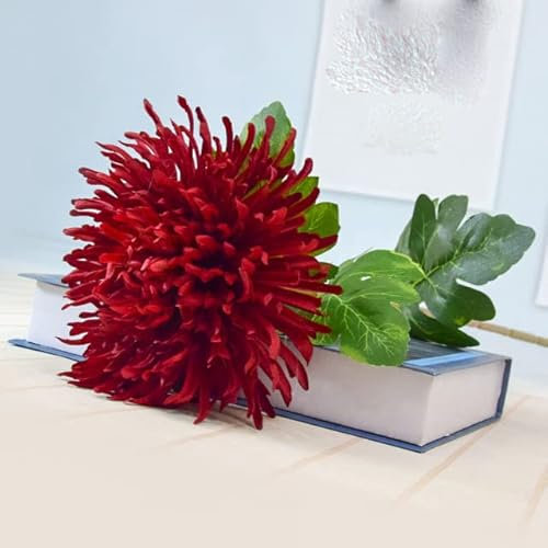 BHADANI Künstliche Blumen, große Chrysanthemen, künstliche Seidenblumen, Heimzimmer, Tischdekoration, Braut, Hochzeit, Party, Dekoration, Kunstblumen, da zhua ju, rot