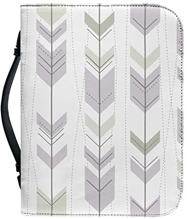 Kuiaobaty Buchtasche mit Pfeil-Aufdruck, Reißverschluss, Kunstleder, Buchhülle, weiße Tragetasche für Kirche mit Stifttaschen