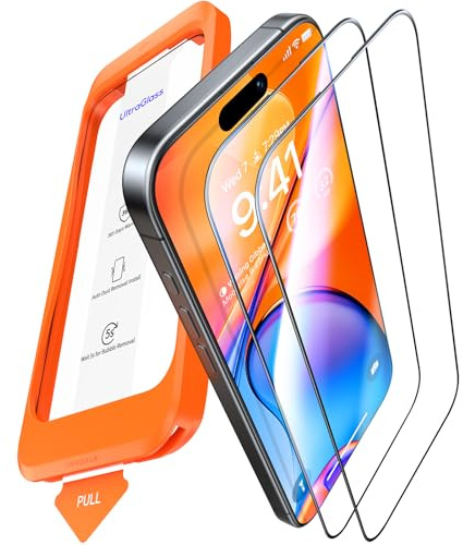 UltraGlass TOP 9H+ Armor for iPhone 15 Pro Max Screen Protector [NO.1 Military Grade Shatterproof] Screen Protector 15 Pro Max Tempered Glass [Longest Durable] Full Coverage, 2 Pack