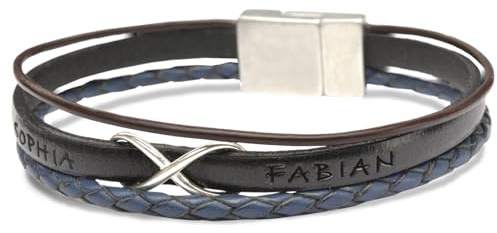 Armband Herren personalisiert Namen Infinity PERFECT MATCH Lederarmband Geschenk Mann individualisierbar Gravur Unendlichkeitszeichen