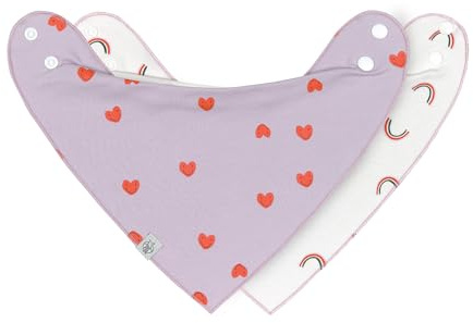 LÄSSIG Baby haklapp halsduk triangel set 2 st. Ekologisk bomull vändbar tryckknapp/Baby Bandana Happy Rascals Heart
