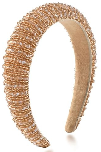 scicent Hairbands Rhinestone Crystal Head Bands Beaded Wide Hair Band Bling Glitter Fashion Headwear Padded Headbands for Women Girls 16420