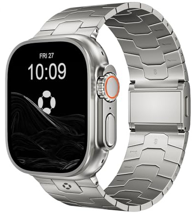 FiNESTONE AGIS01 Titan-Armband für Apple Watch ULTRA & ULTRA 2 – Verstellbares Apple Watch ULTRA Armband 49mm – DLC-Beschichtung – Rein-Titan Leichtgewicht