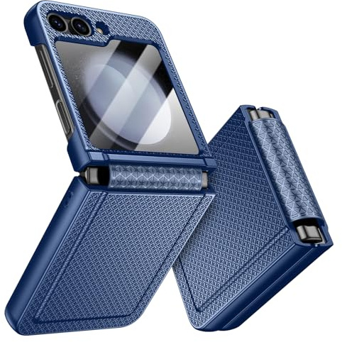 Doeshine for Samsung Galaxy Z Flip 5 Hülle mit Scharnierschutz,Blau
