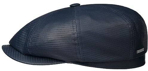 Stetson Hatteras Flatcap Nappaleder Herren Schirmmütze Baumwollfutter Ganzjährig Made in Germany dunkelblau 59 cm