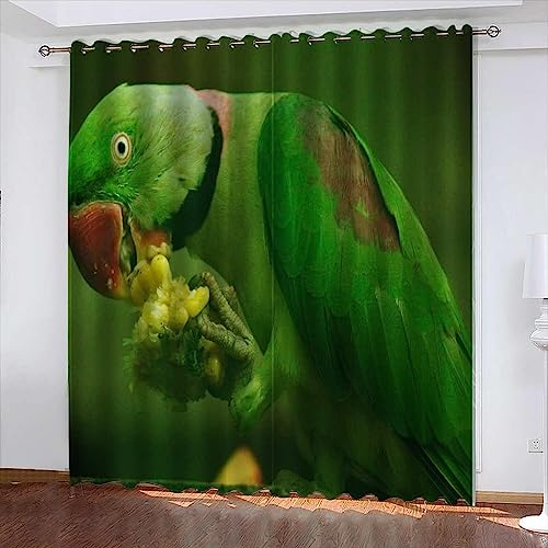 Verdunkelungsvorhänge Tierischer Papagei Wand Eyelet Vorhang, 3D Printing Shading Vorhänge Balkon Vorhänge Schlafzimmer Salon Fenster,2 Panel - Kinder Vorhänge-3D5H1L3J4Q5