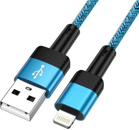 Zacenei iPhone Charger Cable 6ft,Premium Nylon USB-A to Lightning Cable, MFi Certified iPhone Cable for iPhone 14 Plus 13 Pro 12 Pro 11 SE/Xs/XS Max/XR/X/8 Plus/7/6 Plus, i Pad, and More (Blue)