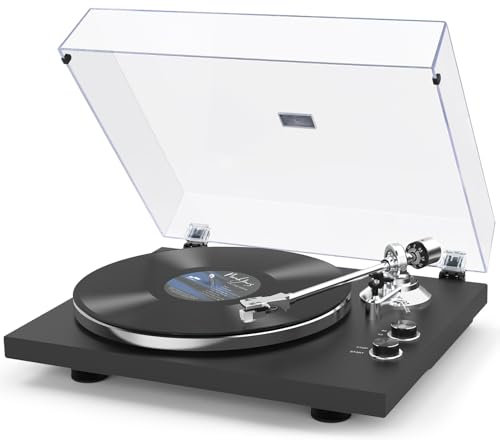 SeeYing Giradischi con trasmissione a cinghia Bluetooth in vinile 33 o 45 giri/min, con preamplificatore Phono Cartuccia magnetica e contrappeso, connettività di uscita wireless