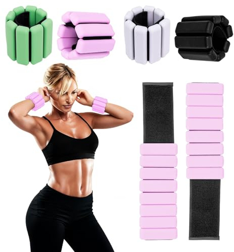 Suzmei Wrist & Ankle Weights for Women, Wearable Strong Arm & Leg Weights Set of 2(1Lbs Each), Adjustable Ankle Weights for Walking, Yoga, Dance, Barre,Gym,Exercise,Pilates,Walking Running (PINK)