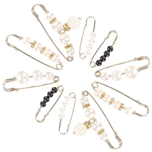 Yardenfun 10stücke Kragen Nadel Brosche Für Schal Pullover Kleidung Damen Schmuck Mit Perle Design Hosennadel Sicherheitsnadeln Als Verschluss Für Strickjacken Shirts