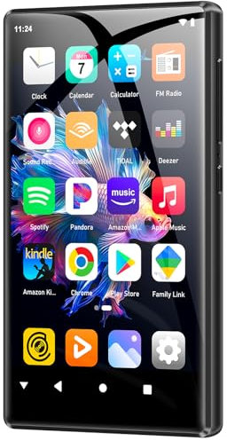 SWOFY Lecteur MP3 avec écran tactile de 96 Go 5 pouces Bluetooth 5.0, 2500 mAh, Wi-Fi double bande Android 13.0, son Hi-FI préinstallé, Spotify & Amazon Music E-book Reader (noir)
