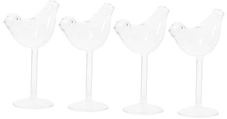 MUCKLILY Set Da 4 Bicchieri Da Cocktail Creativi a Forma Di Animale, Bicchieri Da Vino in Vetro Trasparente Stelo, Per Cocktail e Succhi Di Frutta, Design Lavorato Per Uso Quotidiano