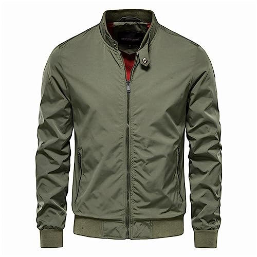 Giubbotto Uomo Primavera- Bomber Primaverile Uomo- Giacca a Vento Da Bomber Leggera- Casual- Elegante- Con Cerniera E Tasche Giacca Mezza Stagione Giubbotto Cort Outdoor Quotidiana Stile Casual
