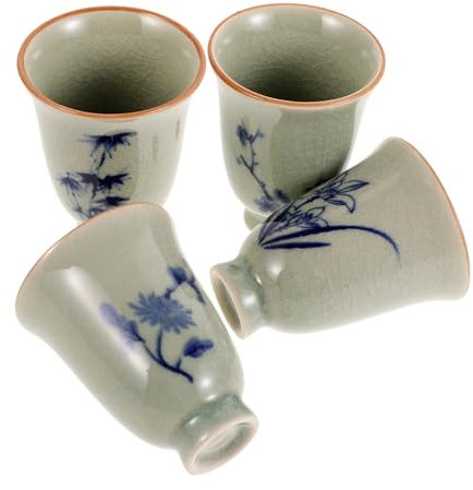 MENTAM tazas de té chinas, tazas de té antiguas, Juego de 4 tazas de té chinas de cerámica estilo Kung Fu for la experiencia del té de cuatro caballeros