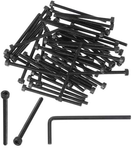 PATIKIL Tornillos De Cabeza Hexagonal M3 X 45 Mm, 50 Unidades Grado 12.9 Acero Al Carbón Hexágono Interno Con Llave, Negro