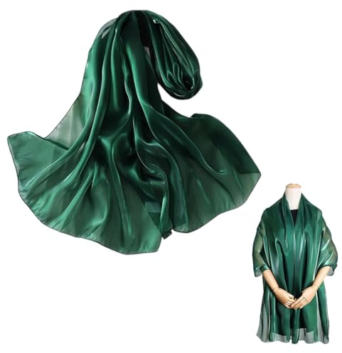 MLRUQRX Stola Da Donna Scialle Donna In Raso Chiffon Silky Sciarpa Tinta Unita Wrap Stola Per Sposa Damigella Cerimonia Matrimonio Serata Verde Regalo Per La Festa Della Mamma