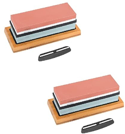 2et Sharpening Stone Whetstone with Angle Guide Non-Slip Bamboo Base grit 400 1000 3000 8000 Knife Sharpeners Professional 2-in-1 Wetstone for Sharpening Knives (2)