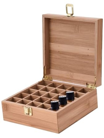 GAOJUNAN Nagellack Aufbewahrung Kosmetik Nagellack Ätherisches Öl Bambus Aufbewahrungsbox Reise Display Präsentation Nagellack Box(7x7x3.15 inch)