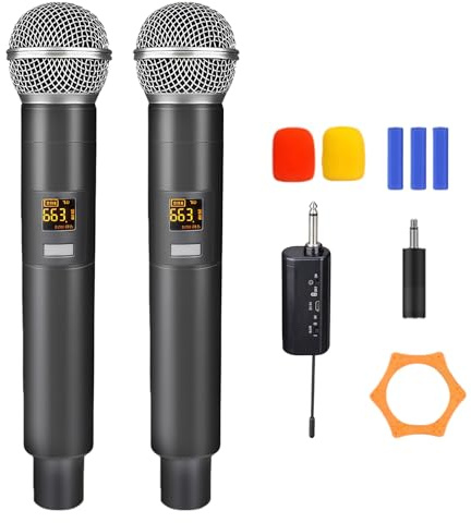 Micrófono Inalámbrico, Micrófono Karaoke, Sistema Doble De Micrófono Dinámico Con Receptor Recargable, Micrófono Con Conexión A Chip Individual, Micrófono Dinámico Para Cantar, Fiesta En Casa, Reunión