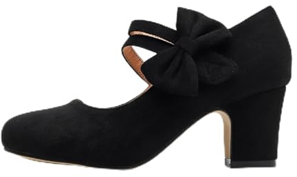 Scarpe tradizionali da donna, eleganti e comode, con tacco, scarpe da ballo da donna per Oktoberfest, Nero , 36 EU