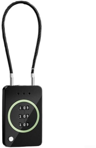 Steel Cable Combination Lock, Electric Helmet Anti-Theft Padlock with Weather-Resistant 3-Digit Code for Bike Gym Door and Luggage Security (Nightlight Black)