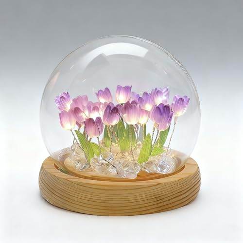 ANBET Purple 16 Tulips Flowers Lamp, Romantic Pretty Battery Fairy Night Lights, Cute Room Decor Gifts for Women- Battery Operated (Not Included)