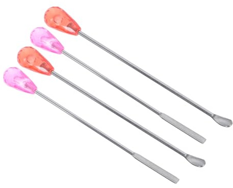ABOOFAN Juego de 4 Varillas y Cucharas de Acero Inoxidable para Mezclar Pigmentos y Pinturas Accesorios para Tatuajes y Manualidades Herramientas Reutilizable Color Aleatorio