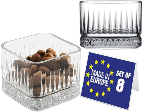 Juego de 8 cuencos de cristal cuadrados de cristal de 235 ml, para helados, cuencos de cristal, cuencos de postre, helados y para fruta, cuencos de postre