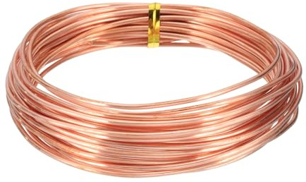 QUARKZMAN Alambre De Cobre Desnudo Sólido 99.9%, Alambre De Cobre Puro Blando 20 Pies Calibre 15 (1.5mm) Para Manualidades Fabricación De Joyería Jardinería Electrocultivo (6m)