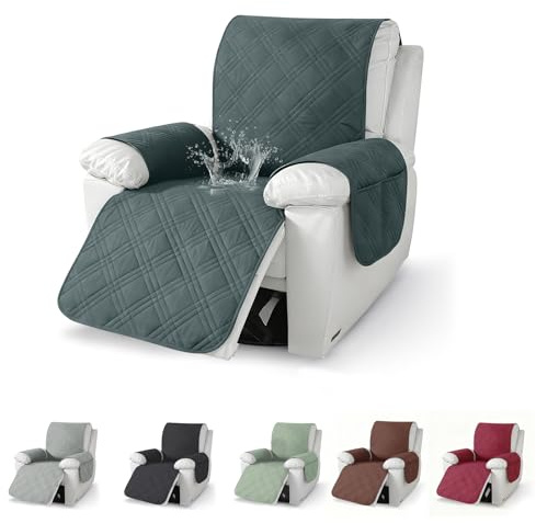 Sesselauflage für Relaxsessel mit Armlehnen - Rutschfester Sesselschoner wasserdicht & maschinenwaschbar - Ideal für Haushalte mit Kindern & Haustieren - Möbelschutz für Fernsehsessel (Dunkelgrau)