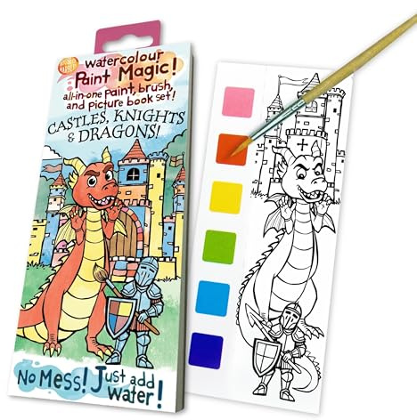 House of Marbles Paint Magic Castles, Knights & Dragons – Mess Free Water Painting Activity Book, Travel & Rainy Day Gift