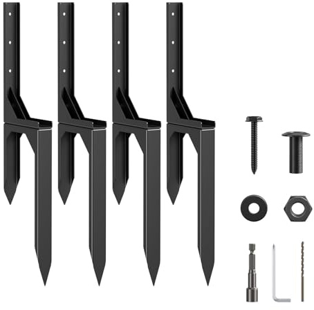 Fdlscpem Heavy Duty Fence Post Repair Stakes 4 pcs, Heavy Duty Fence Post Brackets Metal Fence Post Holder for Repairing Garden Fence Posts Sign Posts Mailbox