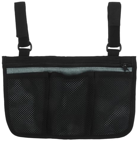 HONITANO Sacoche latérale pour accoudoir de fauteuil roulant - Pochette de rangement en tissu filet avec porte-gobelet - Sacoche d'accoudoir pour fauteuil roulant électrique, idéale pour les