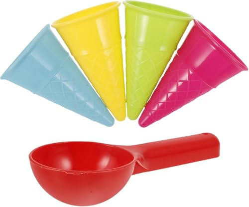 Niltracy 5pcs Beach Sand Toys, Plastic Beach Toys Set,Sand Ice Cream Molds Set,Ice Cream Sand Toys,Ice Cream Cones Scoop for Kids Ages 3-13 (Random Color)
