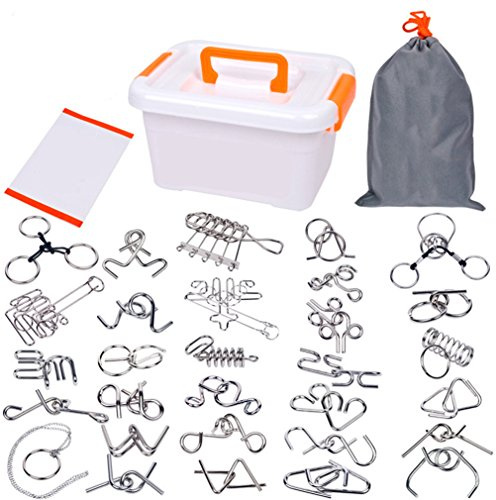 Gracelaza 30 Stück Entwirrung Puzzles Geduldspiele Set - Knobelspiele Kit - Magisches Spielzeug - Denksportaufgaben Metallpuzzle - Ideal Spielzeug und Geschenk für Junge und Mädchen