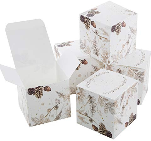Logbuch-Verlag 25 kleine Geschenkboxen Weihnachten Natur Geschenkschachtel Verpackung weiß braun edel 10 x 10 cm Box Schachtel für Kunde Mitarbeiter