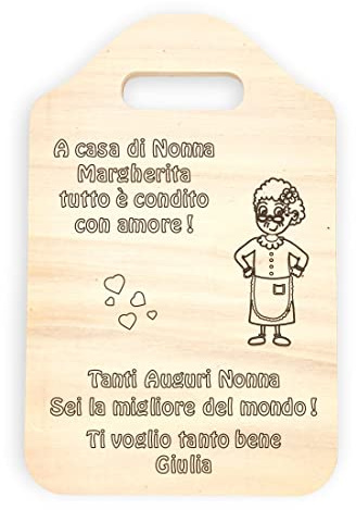 NM Idee Regalo nonna compleanno Idee regali per la nonna o mamma anziana Tagliere Targa Targhetta in legno Personalizzabile per nonna da nipote Idea regali di Natale o Festa dei nonni