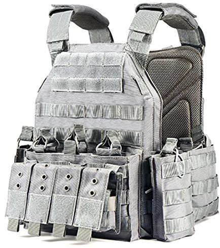 Searchyou Taktischer Plattenträger Weste, Tactical Weste für Herren im Freien für CS Feldweste Airsoft Paintball Wargame - Tinte Grau Schwarz