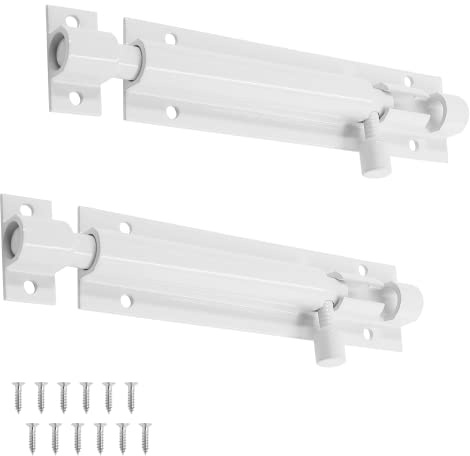 Bivethoi 2 Stück 10,2 cm Zylinderriegel weiß Türriegel Hardware, kleine Schiebeschloss, robuste Sicherheitsriegel, Aluminium-Legierung, Tor-Schiebe-Schloss, Mini-Lager, Garagentorriegel (1,3 mm dick)