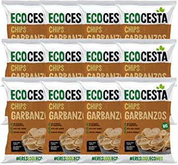 ECOCESTA - Chips de Garbanzo Ecológicas de 80 g - Pack de 12 Bolsas