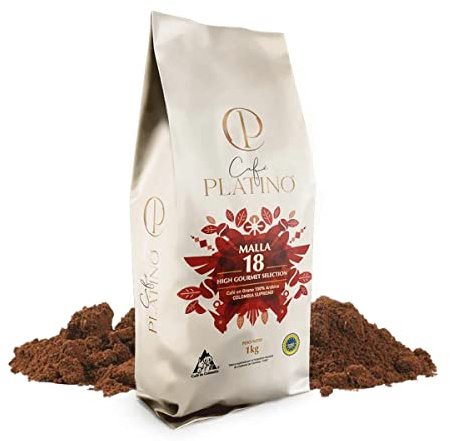 Café Platino Café de Especialidad Molido 1kg | Café Colombiano Supremo 100% Arábica | Tueste Natural | Café Gourmet Premium | Notas de Chocolate, Caramelo y Frutos Secos