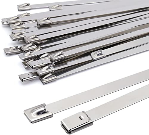 MgcTolBox Edelstahl Kabelbinder 100 * 7.9mm, Silber Kabelbinder Metall Rostfrei Selbstsichernde Edelstahlbinder - MAX Zugfestigkeit 120 KG Für Hitzeschutzband Auspuff, Baustahlmatten, Zaun 30 Stück
