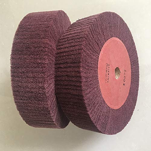 JAKMET Spazzola Disco Disco abrasivo, Ruota per trafilatura in acciaio inossidabile e fibra di nylon, Grit 320, Rosso, Compatibile con smerigliatrice da banco, angolare e a taglio