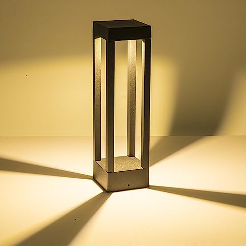 Quevia-Eletro LED Gartenleuchte Wegeleuchten außen,Ip54 Sockelleuchte außen Pollerleuchte 1- Flammig Schwarz Warmweißes Rasen-Licht aus Aluminiumguss Standleuchte Aussenleuch Wasserdichte H40CM