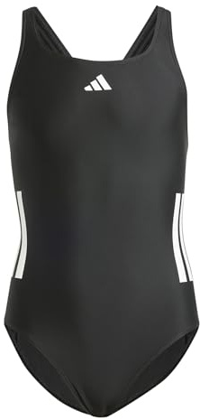 adidas Bambina 3-STRIPES C-BACK SWIMSUIT KIDS, Black / White, 9-10 Years