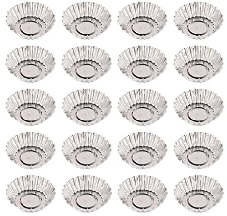 Egg Tart Molds Aluminum Baking Cupcake Liners Flat Bottom Pudding Mini Pans 20PCS Cup Tart Tin