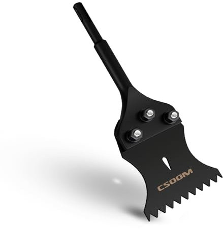 CSOOM Scalpello per stucco SDS-Plus 275 x 100 mm concavo dentato per rimuovere adesivi per pavimenti, tappeti, linoleum, colla per piastrelle, piastrelle in PVC e colori